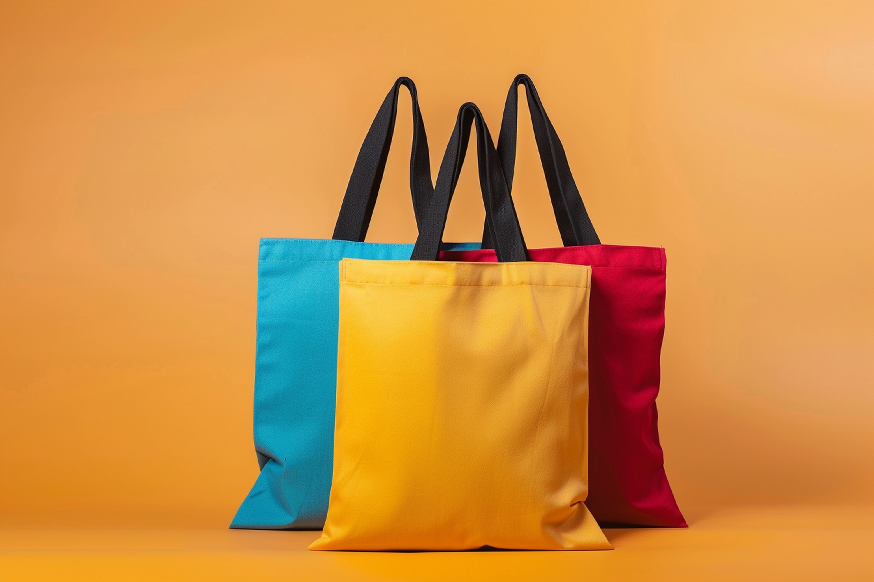 Printed non-woven tote bags with logo branding.